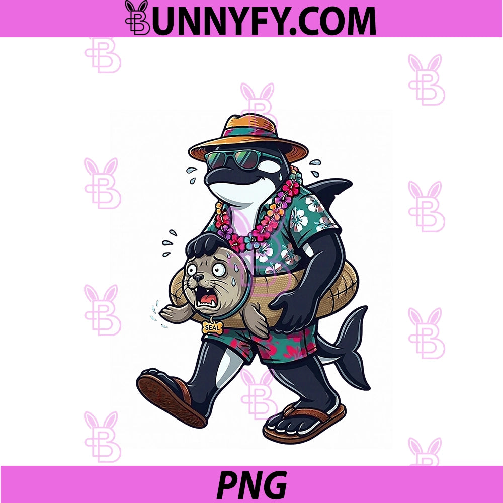 Funny Orca Killer PNG, Whale Hawaiian Aloha Shirt Seal Float PNG