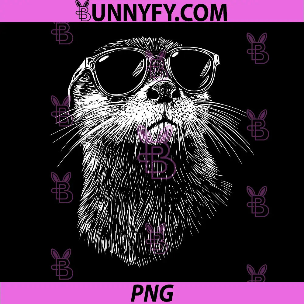 Cool Otter Wearing Sunglasses PNG, Funny Animal Line Art Design PNG