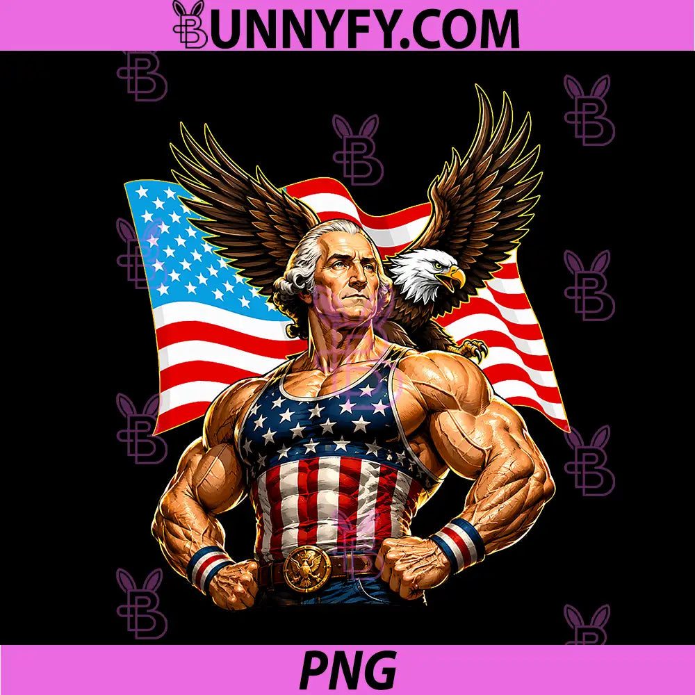 Funny Patriotic George Washington PNG, Eagle USA 4th of July PNG