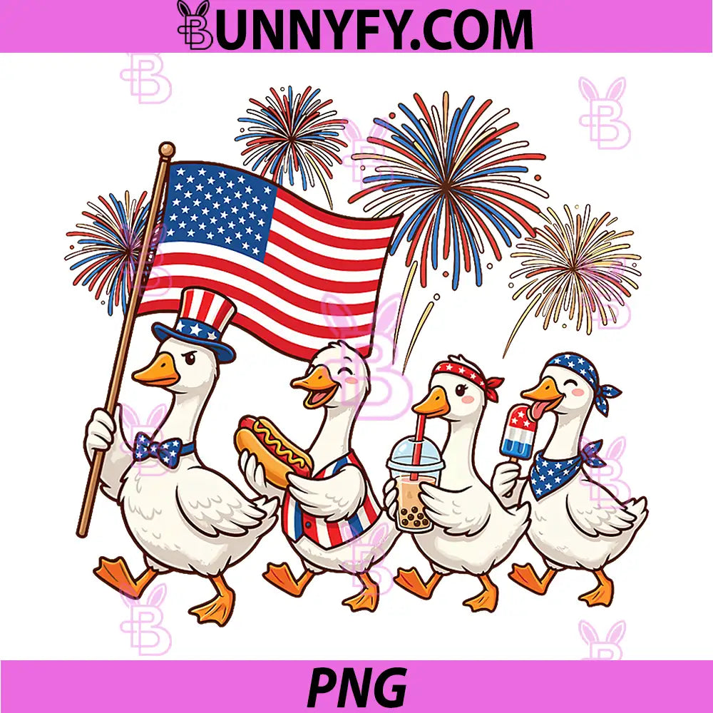 Funny Patriotic Goose Squad PNG, Celebrating 4th of July Cute PNG