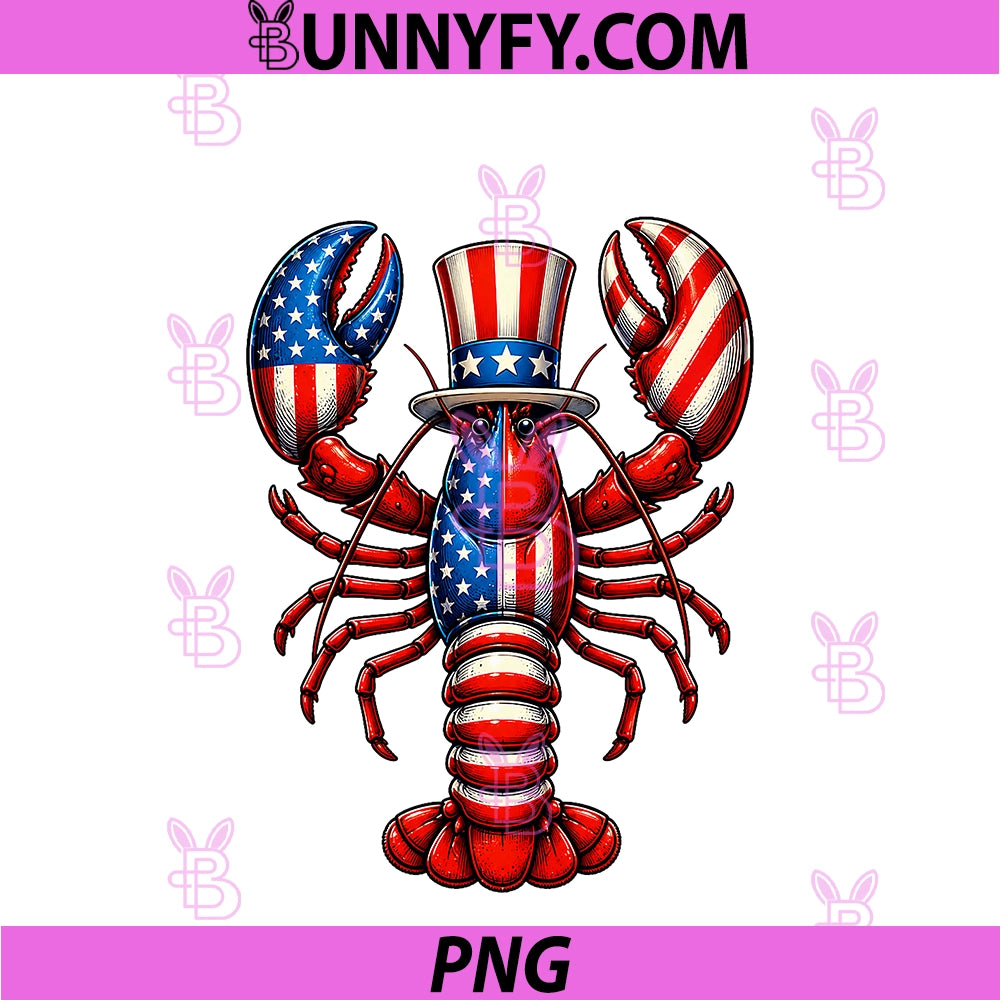 Funny Patriotic Lobster PNG, White Red Claws PNG