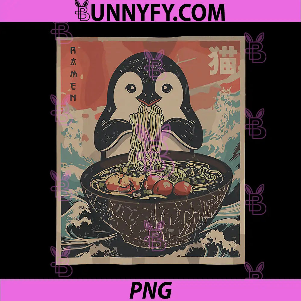 Funny Penguin Ramen Kawaii PNG, Anime Japanese Graphic PNG