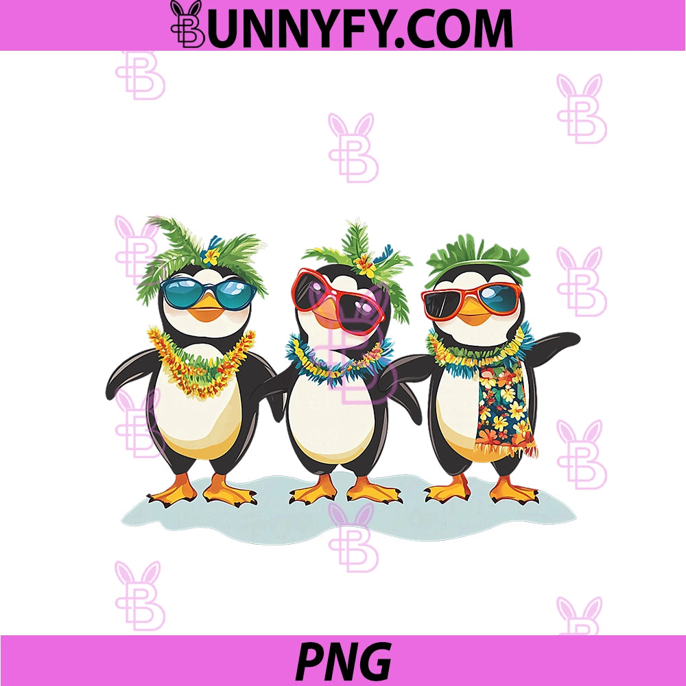 Funny Penguins Sunglasses Tropical Vacation PNG, Hawaiian Beach PNG