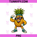 Funny Pineapple Gym PNG, Retro Sunset Workout Tropical Fitne PNG