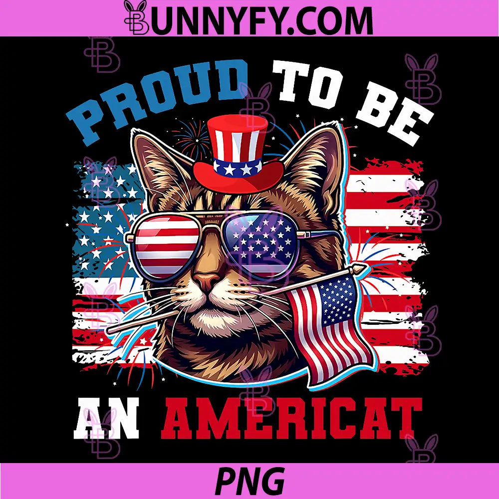 Funny Proud Americat Patriotic PNG, American USA Cat 4th of July PNG
