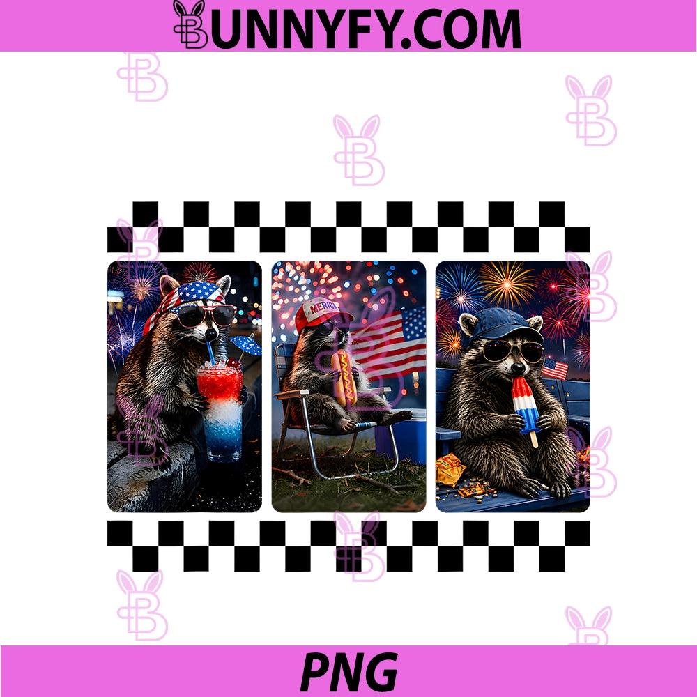 Funny Raccoon 4th Of July PNG, Fireworks Patriotic USA PNG