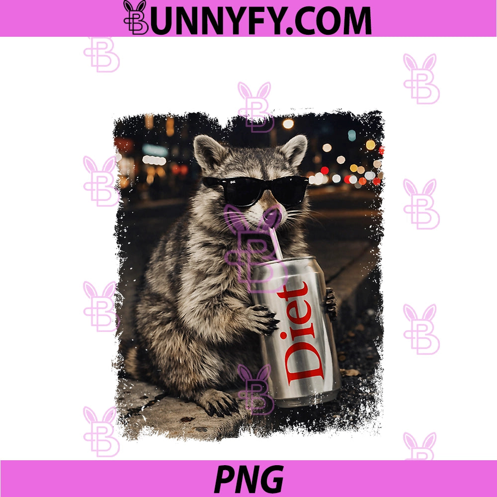 Funny Raccoon Drinking Diet Soda PNG, Funny Animal Meme Raccoon PNG