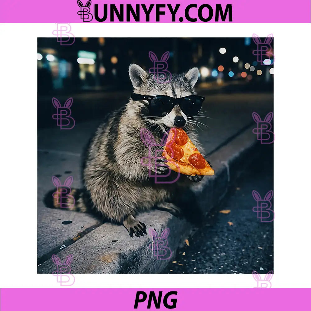 Funny Raccoon Eating Pizza PNG, Cute Animal Selfie PNG