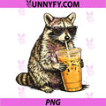 Funny Coffee Addict Raccoon Design PNG, Cool Animal Drinking Coffee PNG