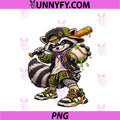 Funny Raccoon PNG, Baseball Drip Mascot Kids PNG