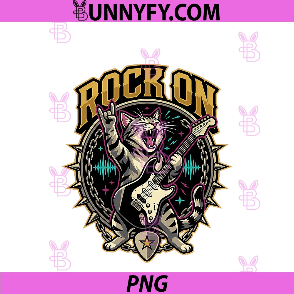 Funny Rock On PNG, Cat Playing Electric Guitar Heavy Metal PNG
