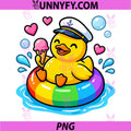 Cute Rubber Duck Ice Cream PNG, Funny Summer Duck PNG