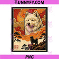 Funny Samoyed Dog Meme Cute PNG, Vintage Retro Japanese Art Dog PNG