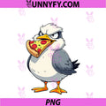 Funny Seagull PNG, Graphic With Pizza In Its Beak PNG