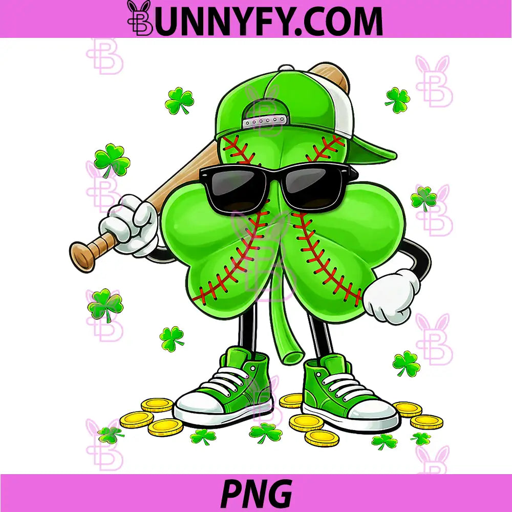 Funny Shamrock Baseball PNG, St Patricks Day PNG