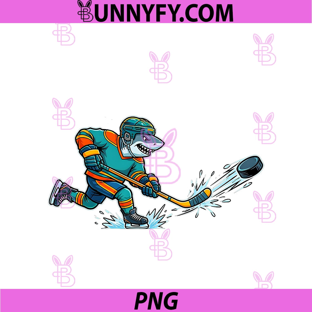 Funny Shark Ice Hockey PNG, Sports Player Boys PNG
