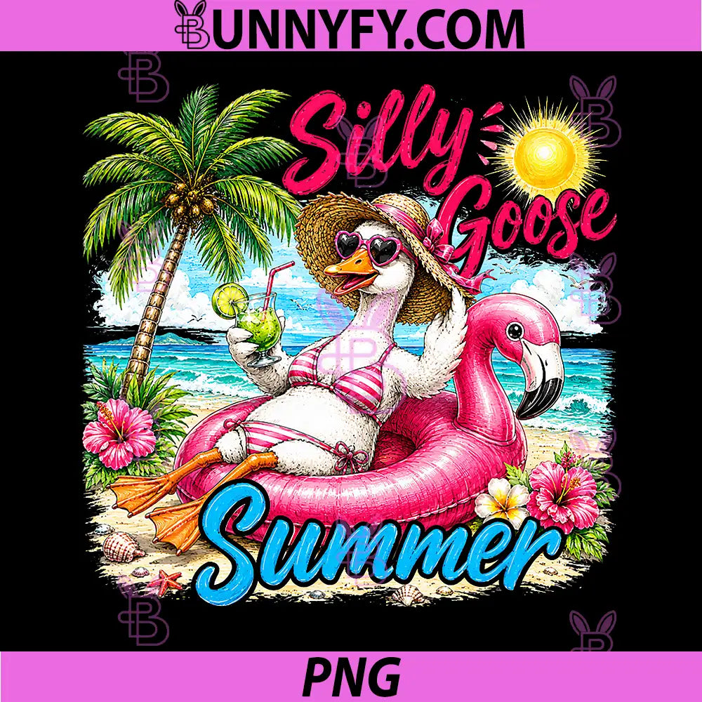 Funny Silly Goose Summer PNG, Tropical Beach Vacation Animal PNG