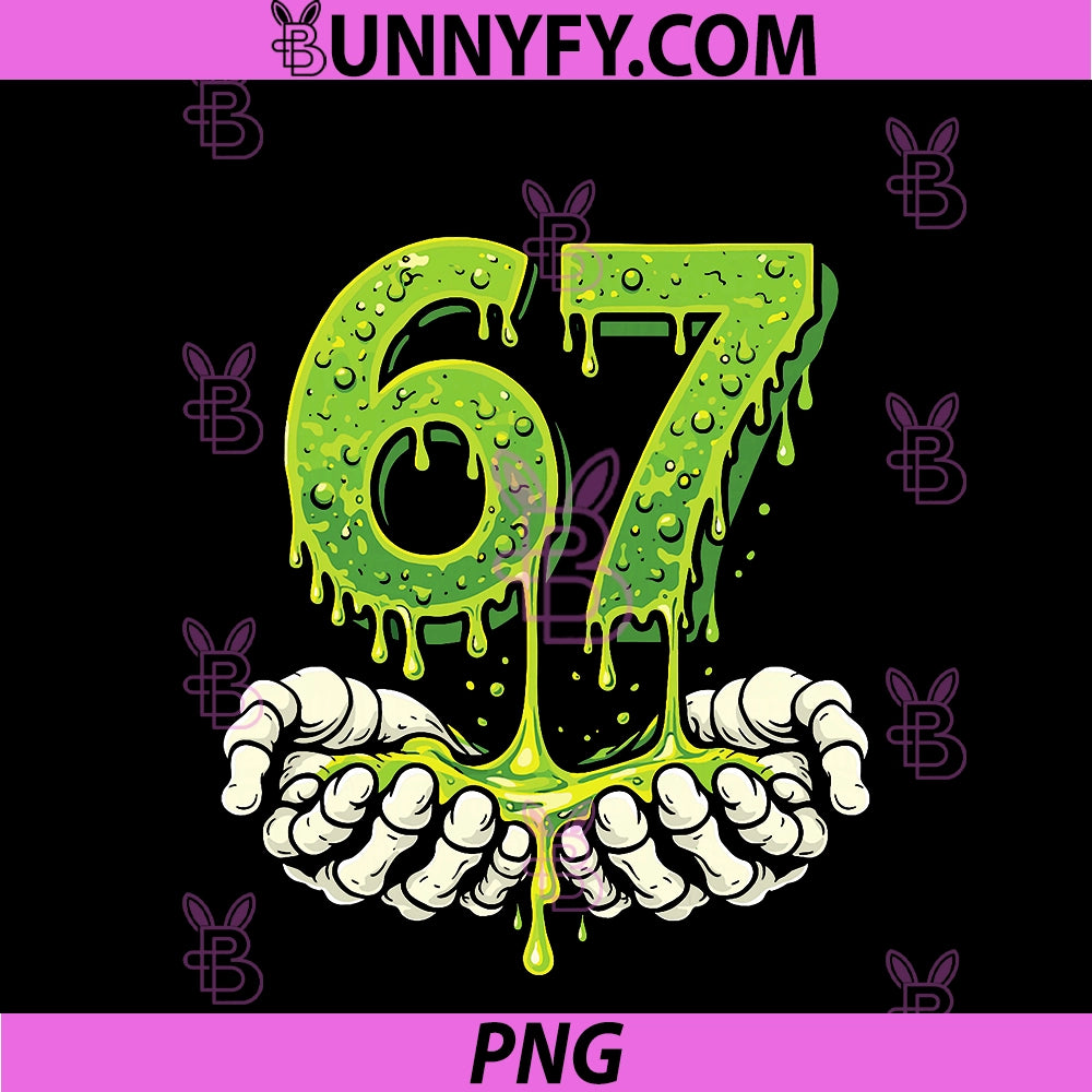 Funny Six Seven 67 Meme PNG, Skeleton Hand Design PNG