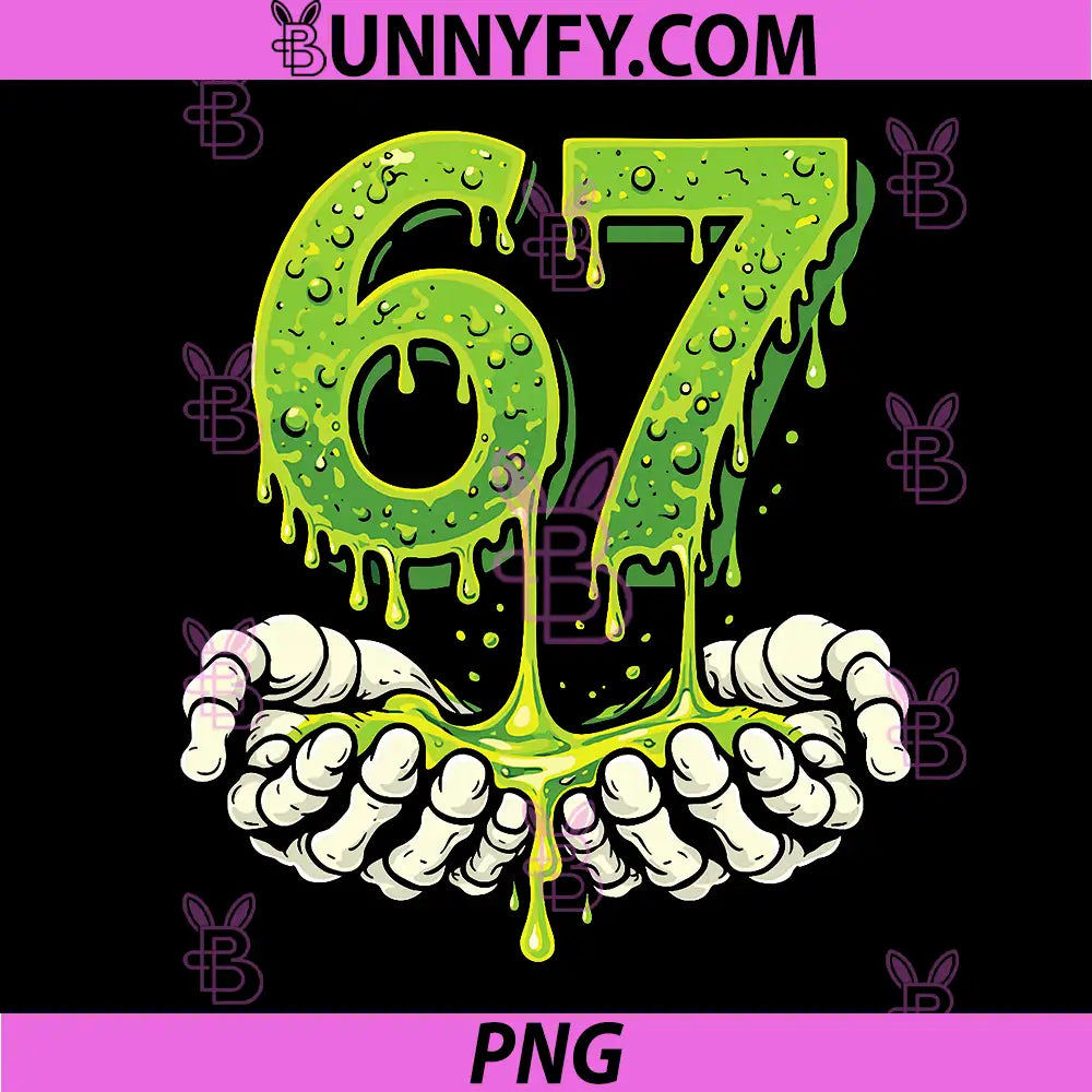 Funny Six Seven 67 Meme PNG, Skeleton Hand Design PNG