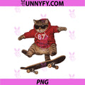 Funny Six Seven 67 PNG, Meme Cat Skateboard Graphic PNG