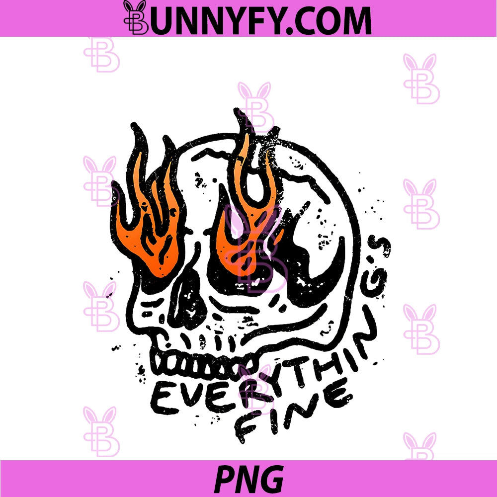 Funny Skeleton Everything Is Fine Retro PNG, Grunge Sarcastic PNG