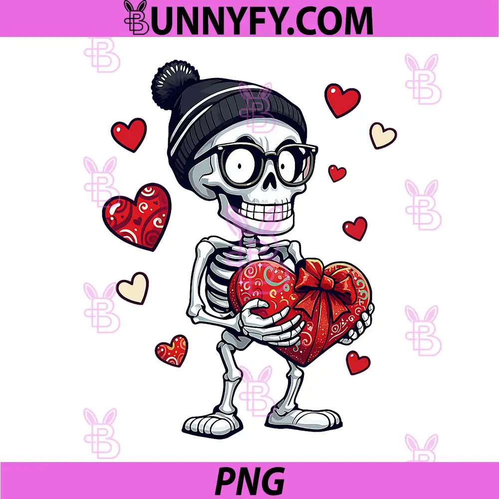 Funny Skeleton PNG, Skeleton Heart Valentines Day PNG