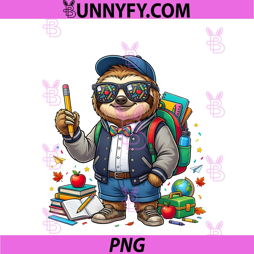 Funny Sloth PNG, Teacher Student Back To School PNG