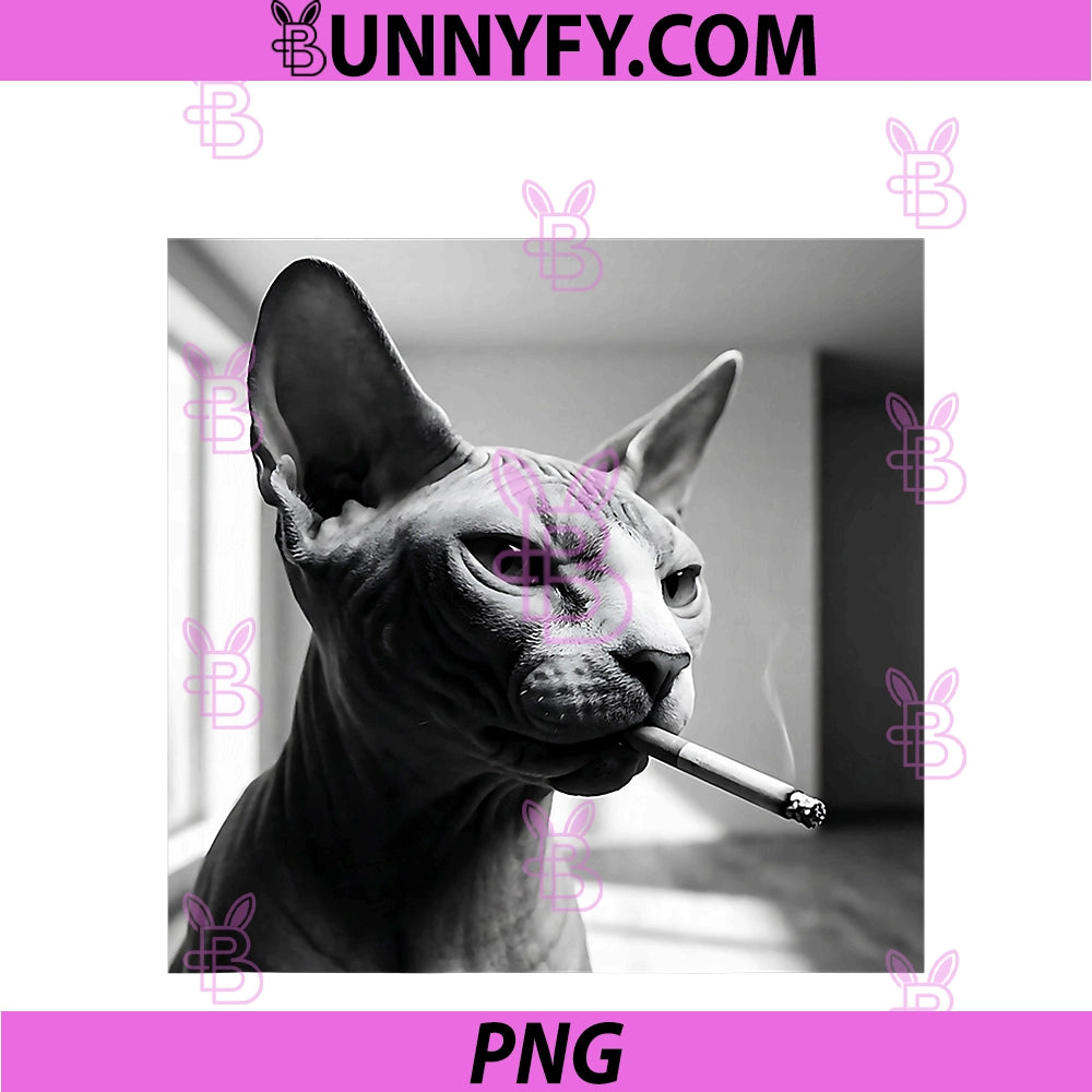 Funny Smoking Cat, Cigarette Kitty Gen Z Meme PNG, Pet Cat Lover PNG