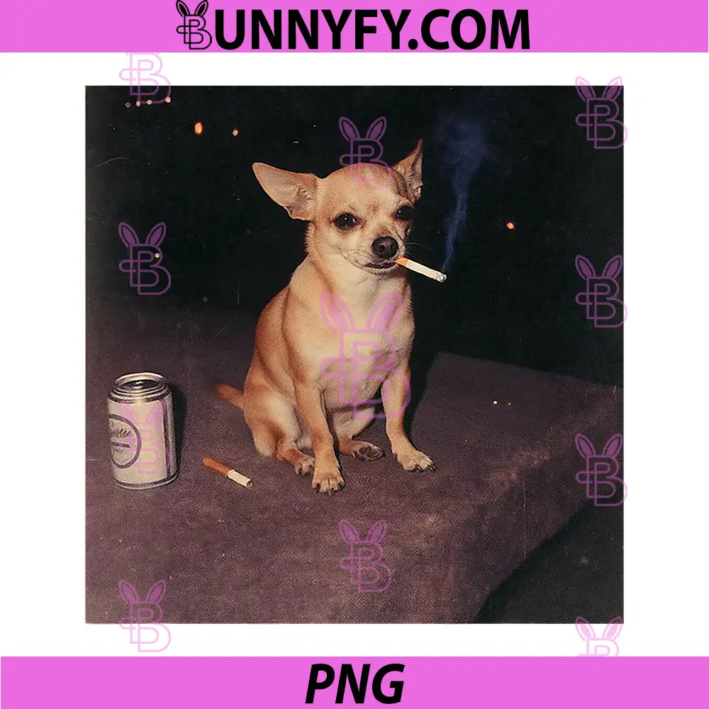Funny Smoking Chihuahua PNG, Cigarette Beer Gen Z PNG