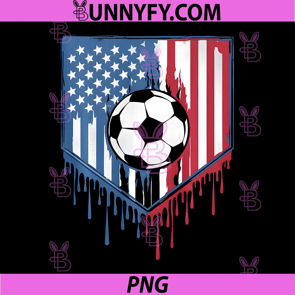 Funny Soccer Drip PNG, Ice Cream Patriotic American Flag  PNG