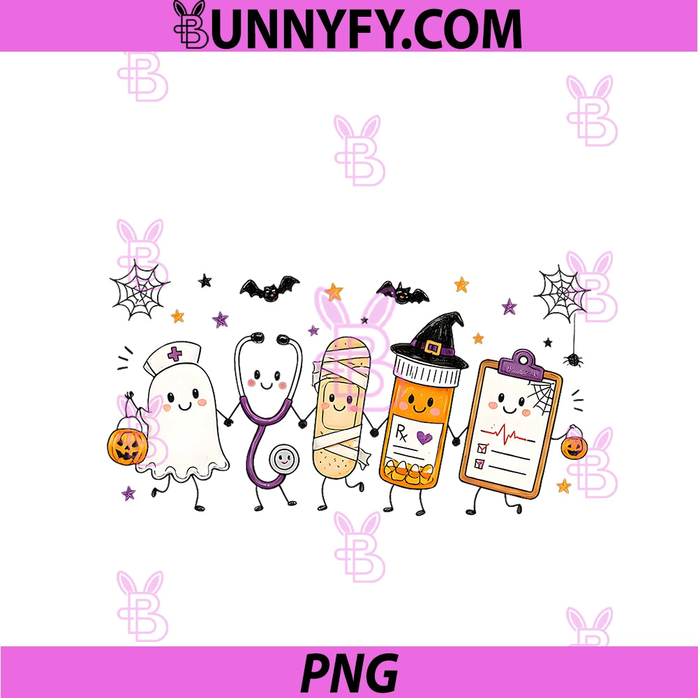 Funny Spooky Nurse Life PNG, Halloween Nursing Doodle Cute Ghost PNG