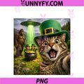 Funny St Patricks Day Cat Selfie PNG, With Leprechaun Bigfoot UFO PNG