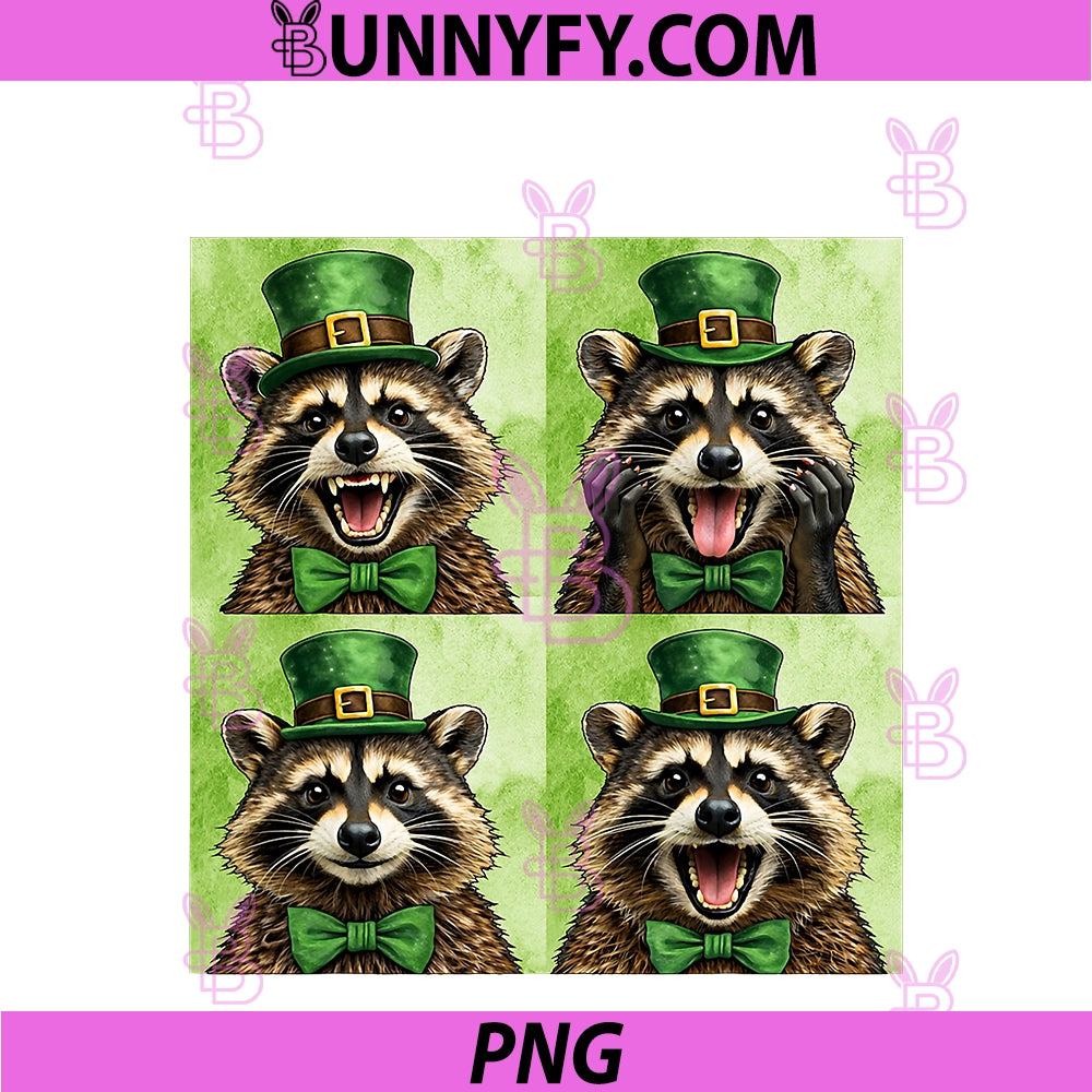 Funny St Patricks Day PNG, Raccoon Rock On Selfie Raccoon Animal PNG