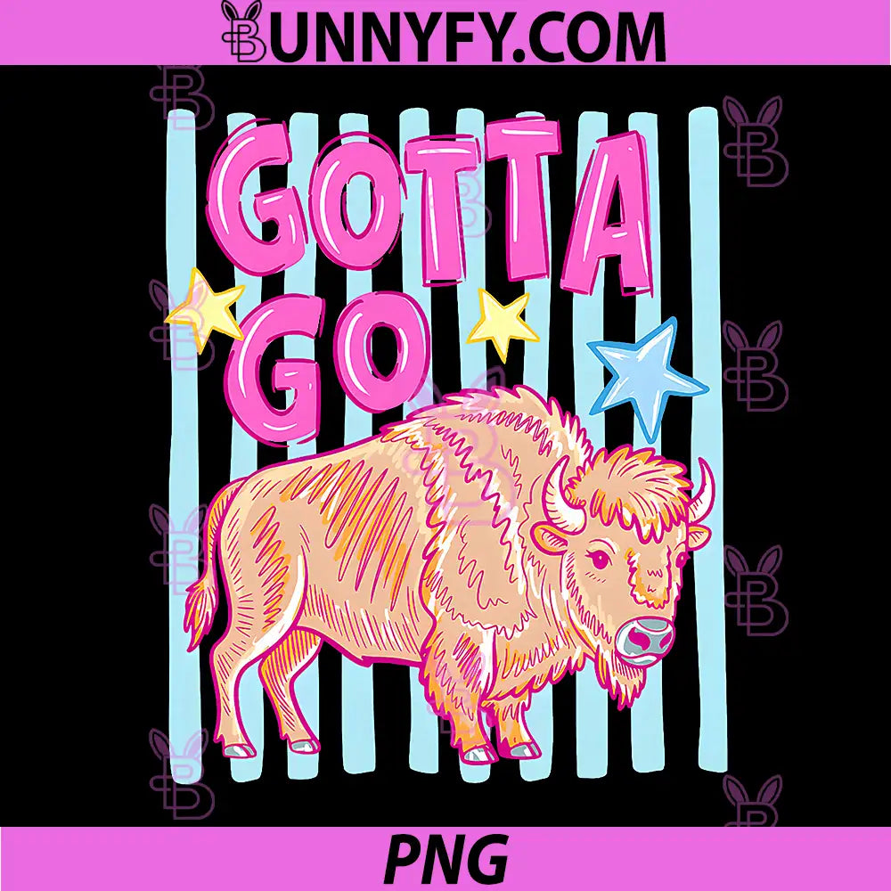 Funny Striped Gotta Go Buffalo PNG, Western Bison Summer Cowgirl PNG