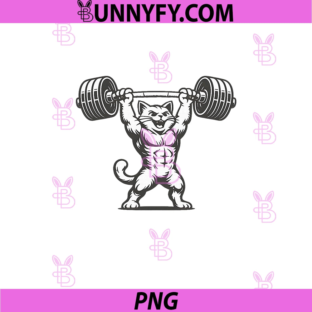 Funny Strong Muscular Cat PNG, Weightlifting Gym Design PNG