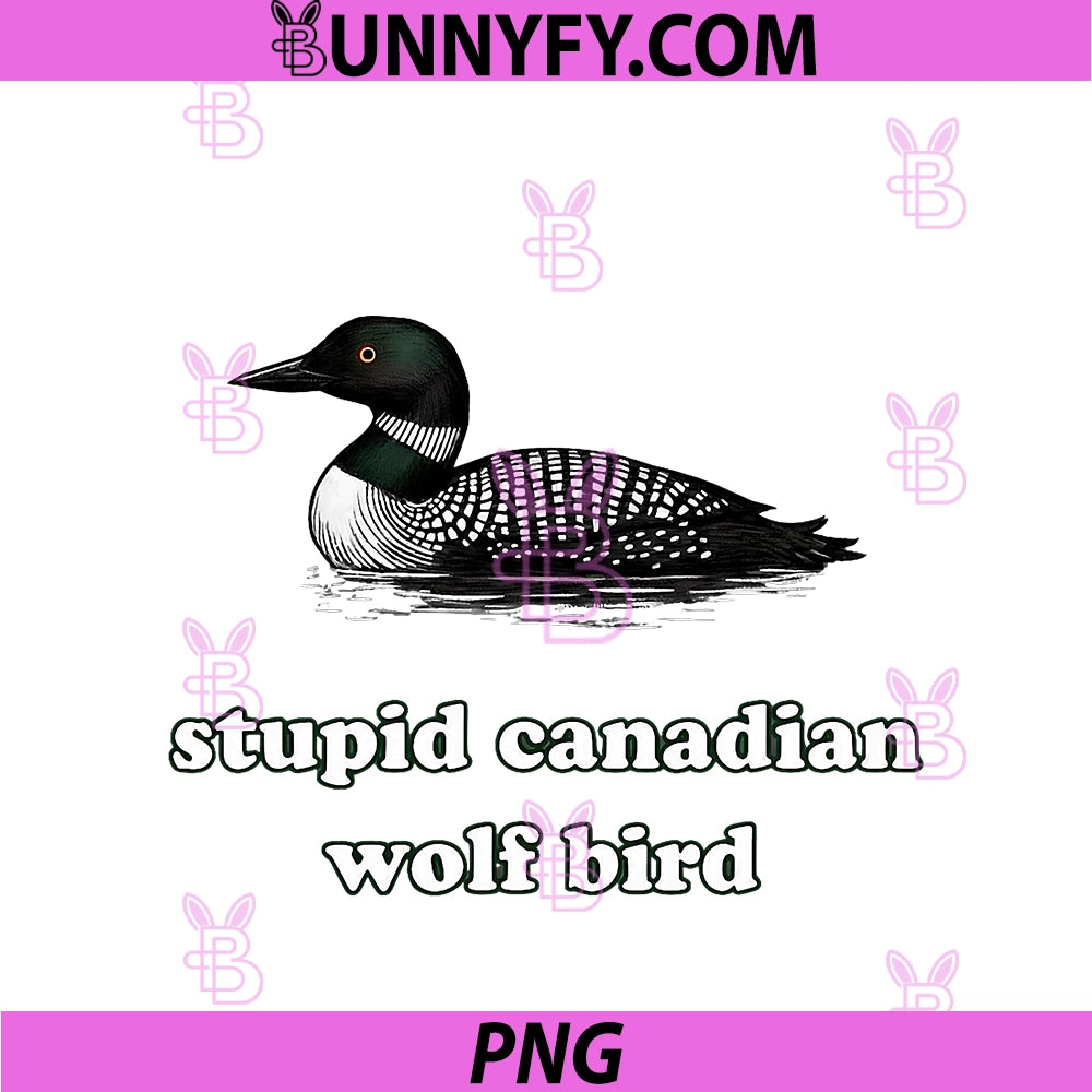 Funny Stupid Canadian Wolf Bird PNG, Hockey Wildlife Design PNG