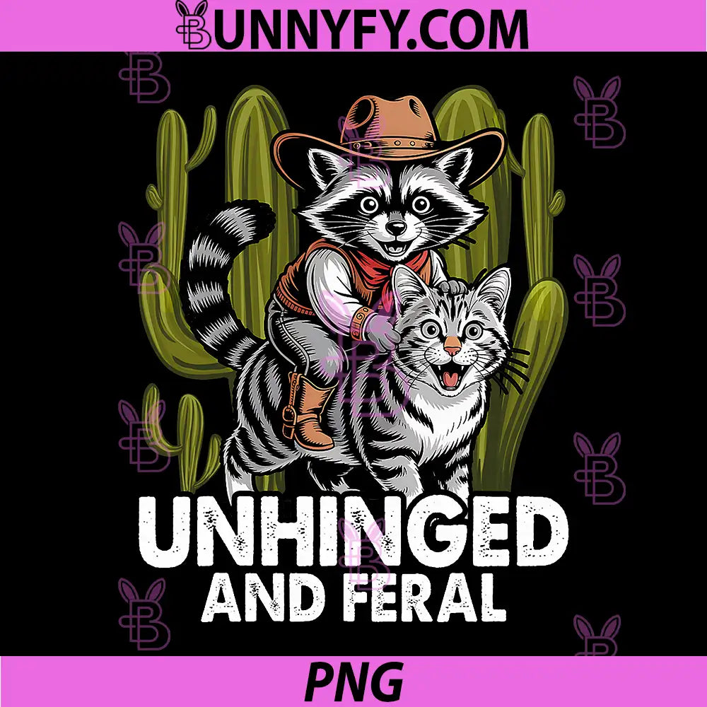 Unhinged and Feral PNG, Raccoon Cowboy Western Vintage PNG