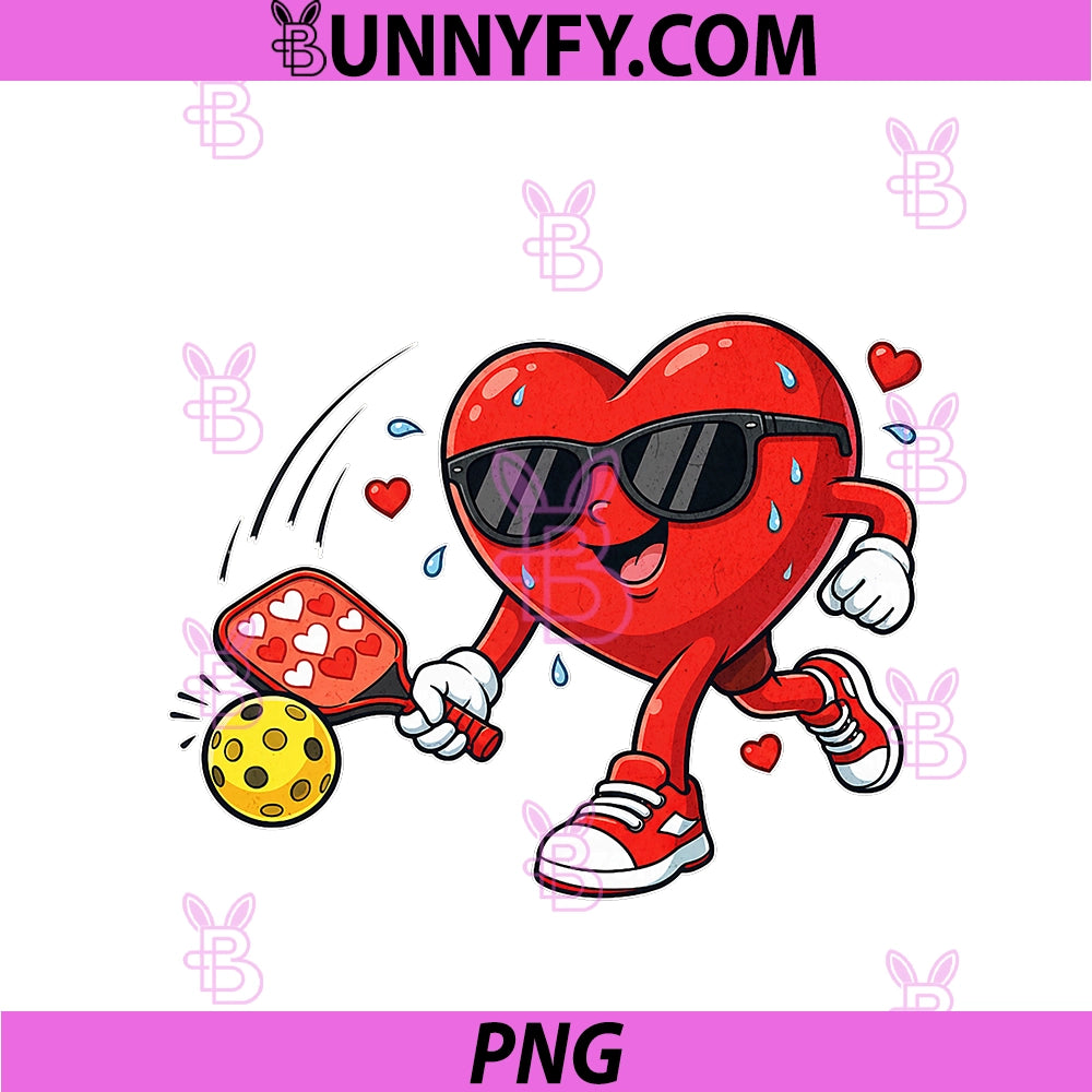 Funny Valentines Day PNG, Pickleball Heart Player Women Girls PNG