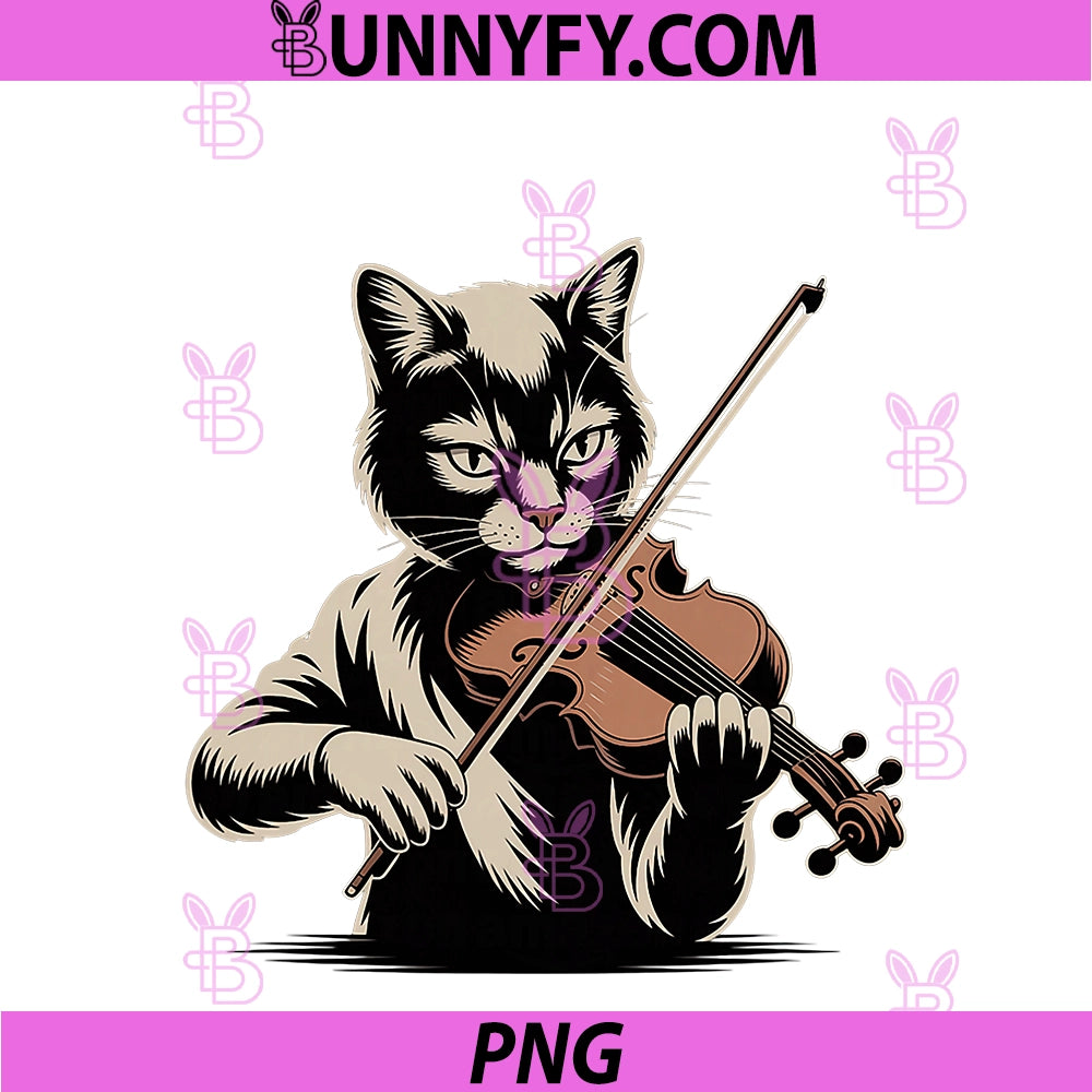 Funny Violin Cat PNG, Musician For Orchestra Lovers PNG