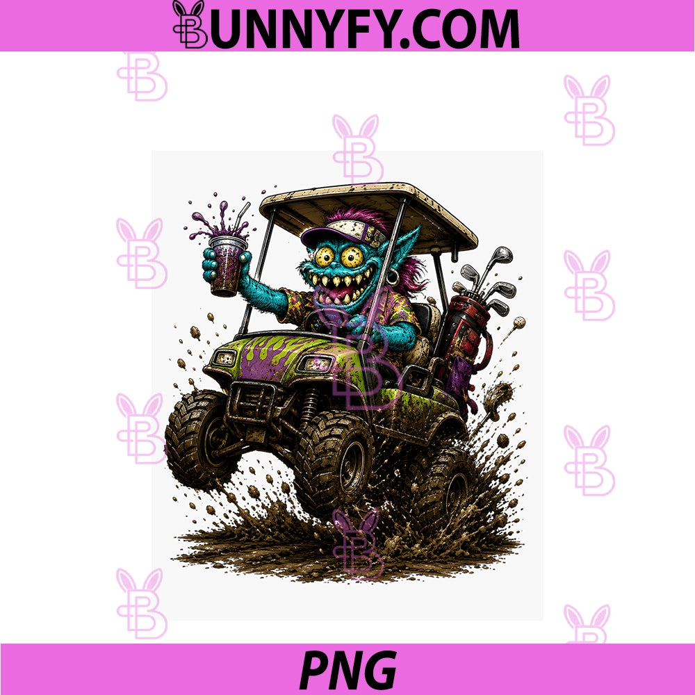 Funny Wild Golf Cart Off-Road PNG, Monster Cartoon Golfing PNG