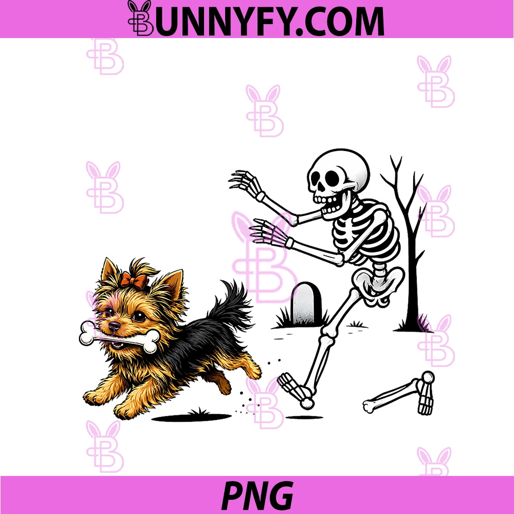 Funny Yorkie PNG,  Skeleton And Halloween PNG
