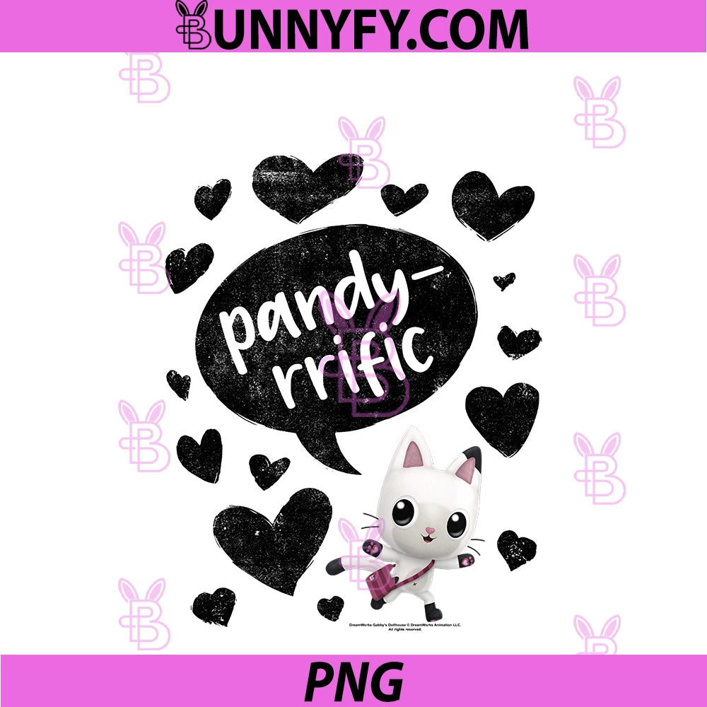 Gabby's Dollhouse Pandy Paws PNG, Pandy-Rrific Black Hearts PNG
