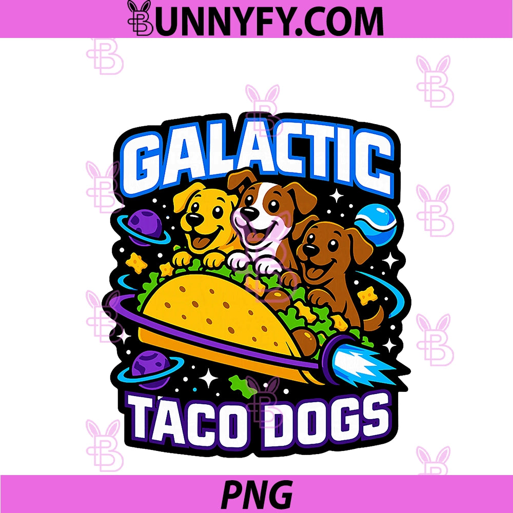 Galactic Taco Dogs PNG, Funny Space Food Pet Graphic PNG