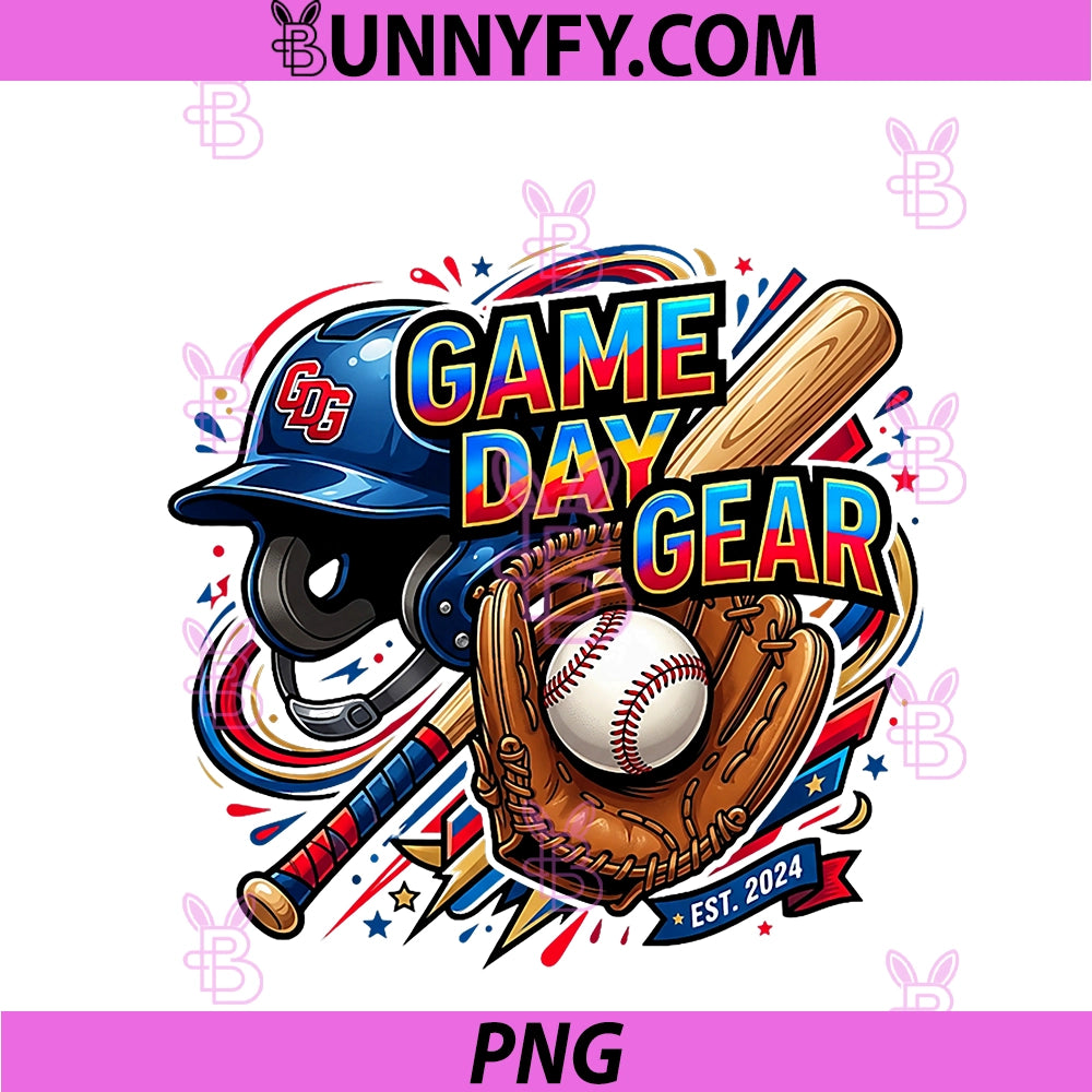 Game Day Gear PNG, Baseball Equipment Action Graphic PNG