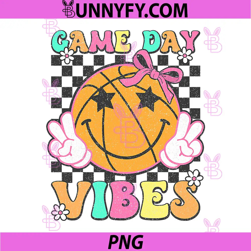 Game Day Vibes PNG, Coquette Bow Basketball Lover PNG