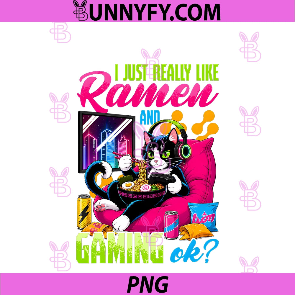 Gamer Gaming Cat PNG, Ramen Video Game PNG