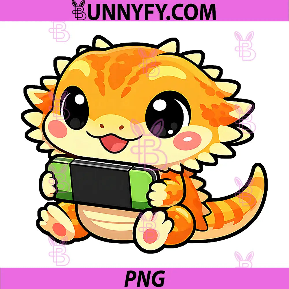 Gaming Bearded Dragon PNG, Gamer Cute Animal Pet PNG