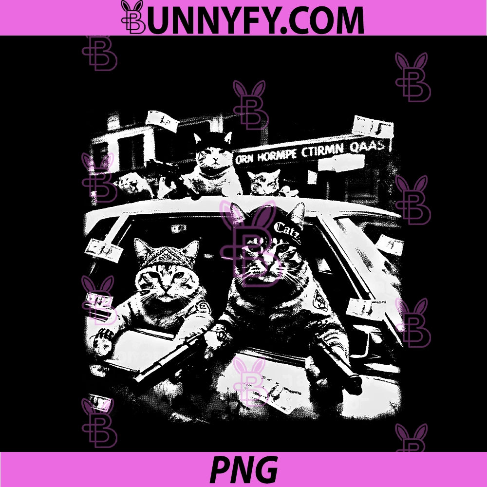 Gangster Cats Vintage Black Cat Retro PNG, Streetwear Funny Cat PNG