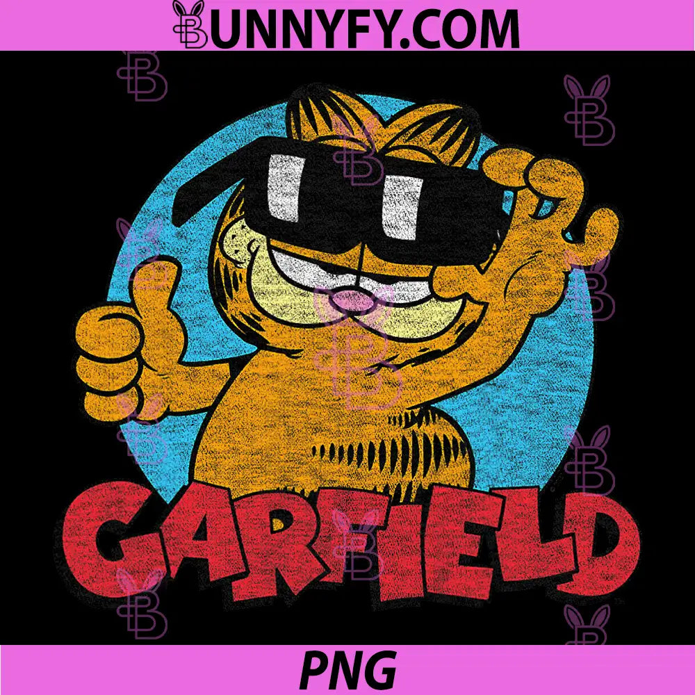 Garfield Cool Cat Sunglasses PNG, Retro Cartoon Vintage Style PNG