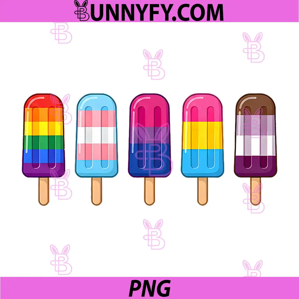 Gay Pride LGBT Flag PNG, Popsicles Rainbow Ice Cream PNG